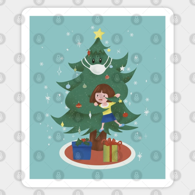 Funny Christmas tree special COVID Sticker by Mimie20